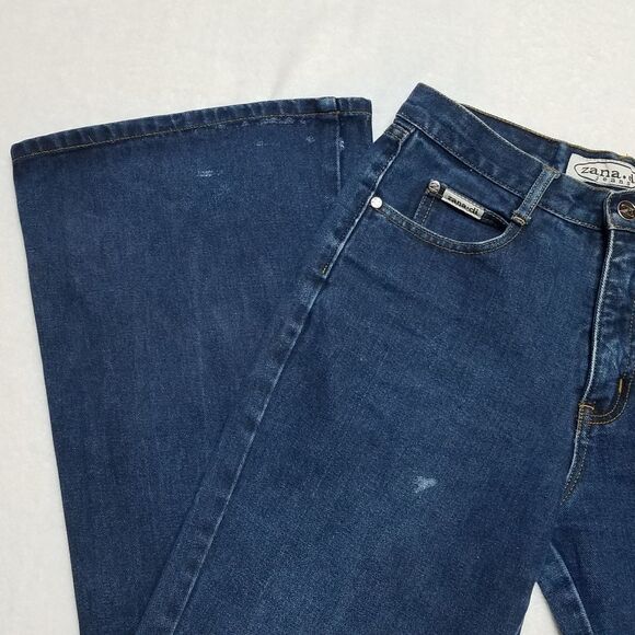 VINTAGE 90s Zana-di Dark Wash High Rise Flare Jean - Picture 9 of 16